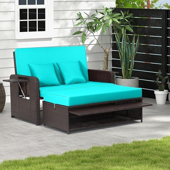 LDAILY Moccha Outdoor Daybed Set with Ottoman