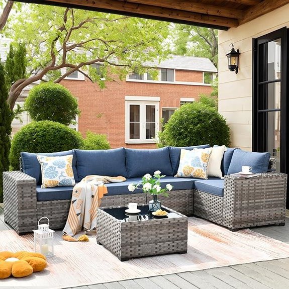 modern 6 piece patio wicker