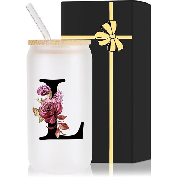 monogrammed glass cup