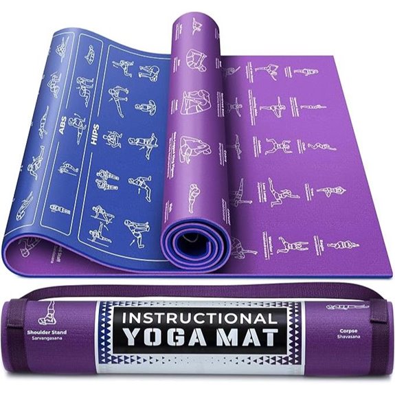 Yoga Mat with Poses & Exercises Non-Slip 1/4” Thick
