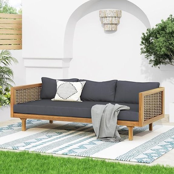 Merax Outdoor 3-Seater Patio Daybed with Cushions