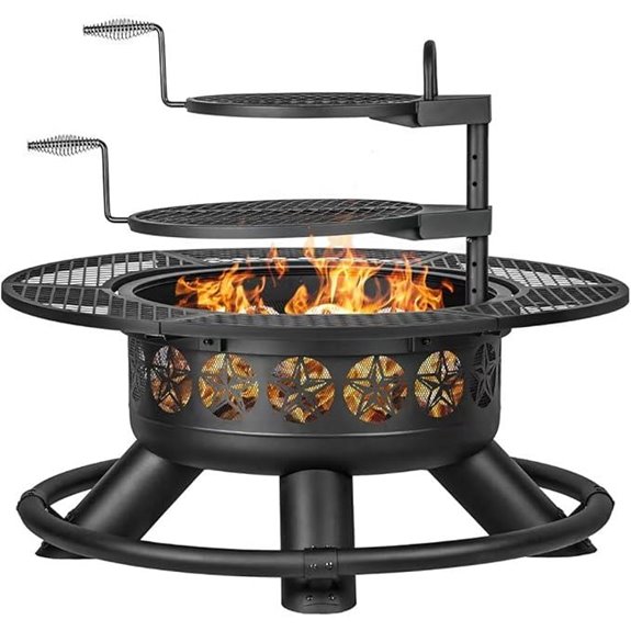 47-Inch Outdoor Fire Pit with Grills and Lid