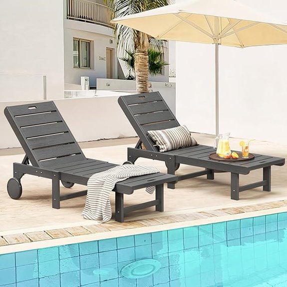 Outdoor Lounge Chairs Set of 2 with Wheels