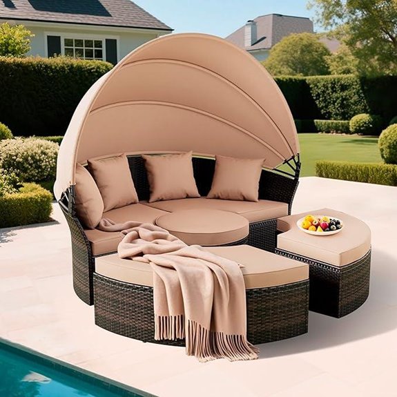 SUNCROWN Outdoor Round Patio Daybed with Canopy
