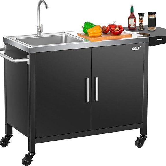 GDLF Outdoor Grill Table with Sink and Stainless Steel