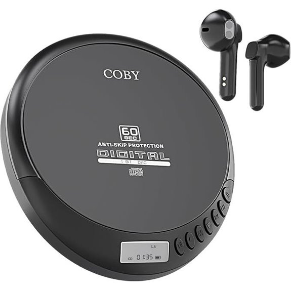 Coby Portable CD Player with Bluetooth & Earbuds