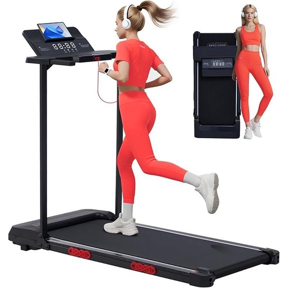 Portable Incline Walking Pad Treadmill with Handles