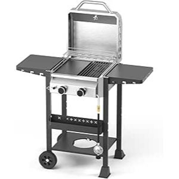 Propane Gas BBQ Grill with Cast Iron Frying Pan