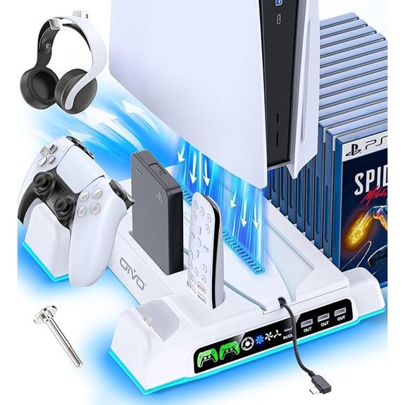 PS5 Cooling & Charging Stand with LED Fan