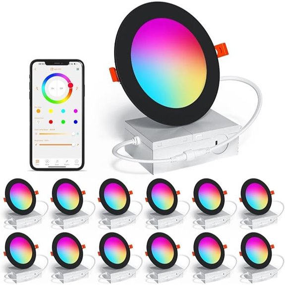 Smart Recessed 4 Inch RGB+CW LED Downlights (12 Pack)