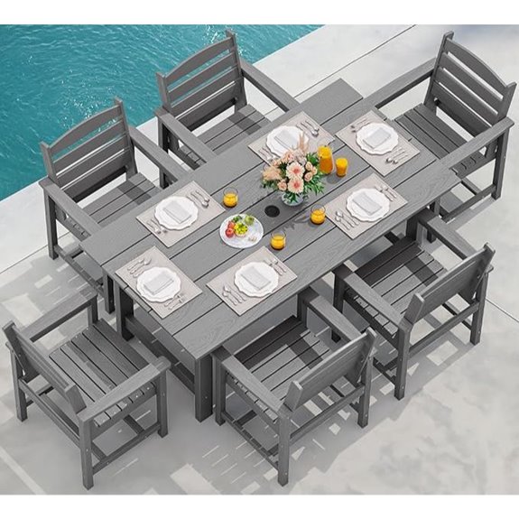 SERWALL 7-Piece Outdoor Dining Set with Umbrella Hole