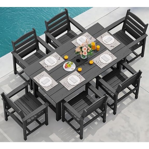SERWALL 7-Piece Patio Dining Set with Umbrella Hole