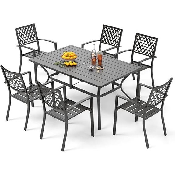 PHI VILLA 7-Piece Patio Dining Set with Umbrella