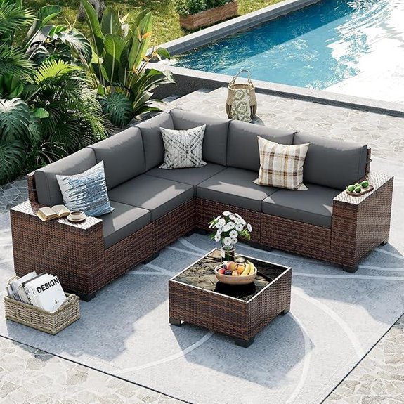 six piece wicker outdoor set