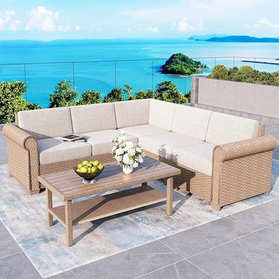 six piece wicker patio set