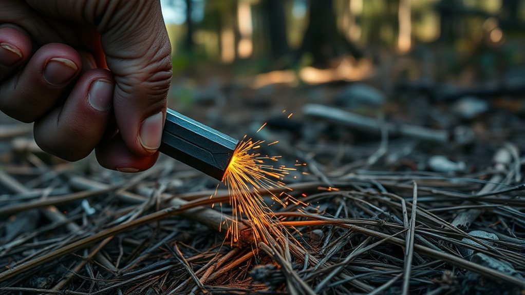 strike sparks ignite fire