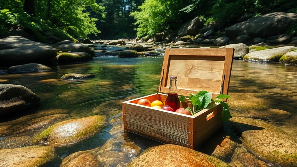 submerge food in creek