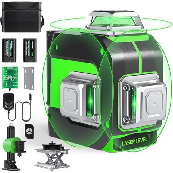 3x360° Self-Leveling Green Laser Level with Remote