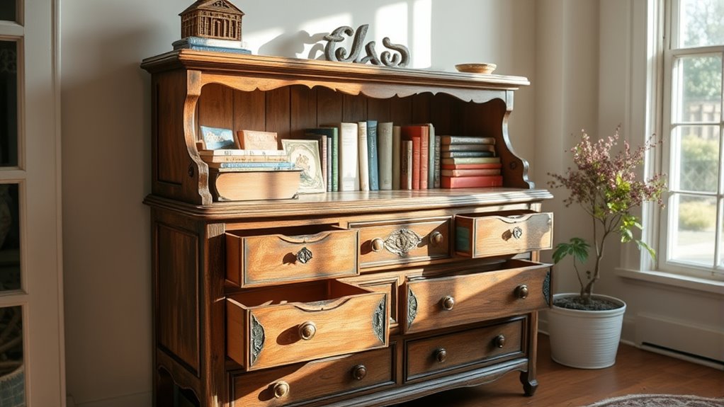 transform old dresser into bookshelf