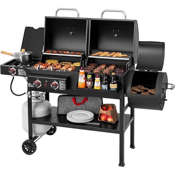 Dual Fuel 2-Burner Grill with Smoker and Side Burner