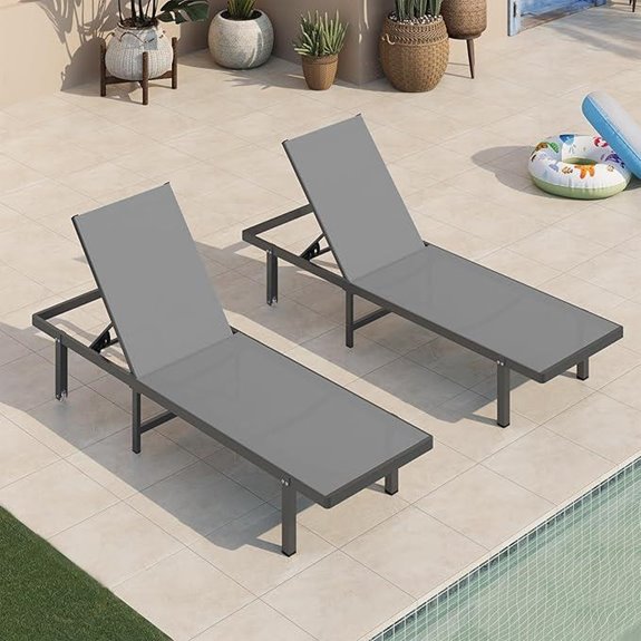 Pool Lounge Chairs Set of 2 with Wheels