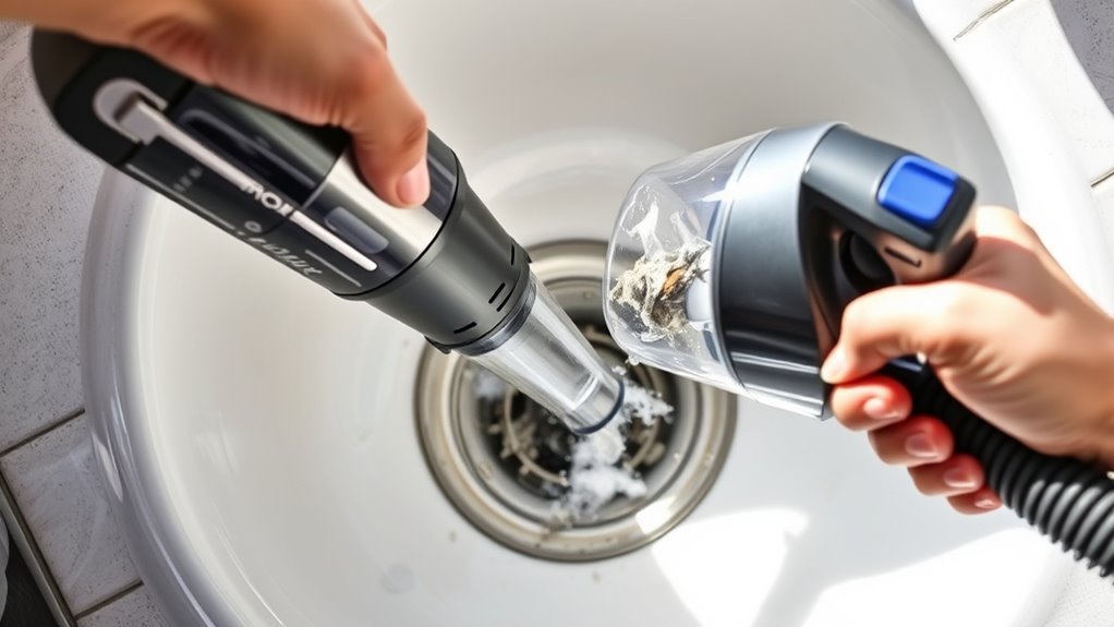 vacuum suction clears drain