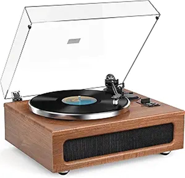 Vintage Turntable with Built-in Speakers and Wireless Bluetooth