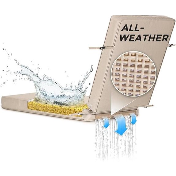 SUNROX Waterproof Lounge Chair Cushion with Ties