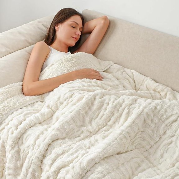 Wemore Queen Weighted Fleece Blanket 15lbs Cream