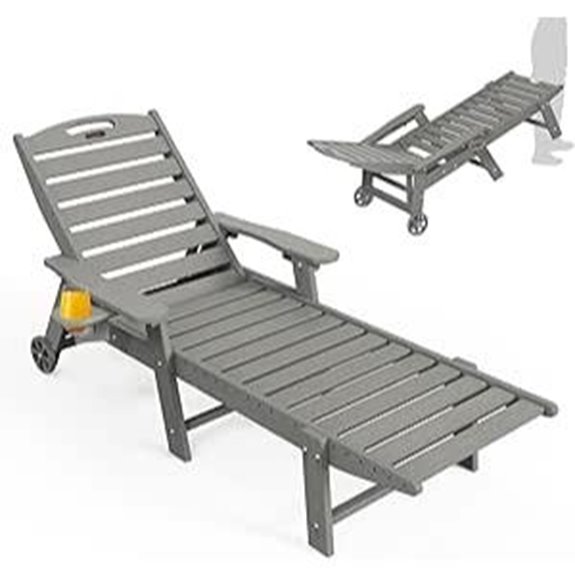 Ciokea Outdoor Lounge Chair with Wheels and Cup Holder