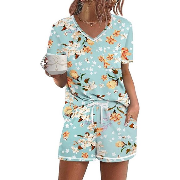 Ekouaer Women's Short Sleeve Pajama Set with Pockets