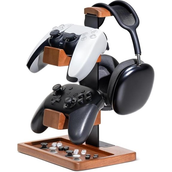Solid Wood Gaming Controller & Headphone Stand