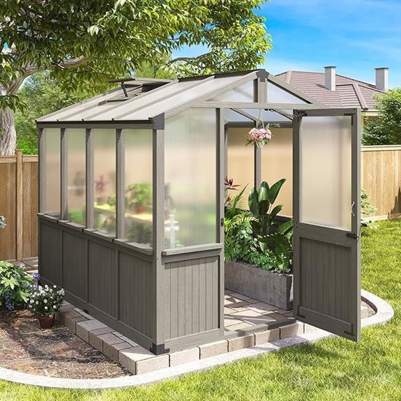 Aoxun 6x8 FT Wooden Greenhouse with Vent