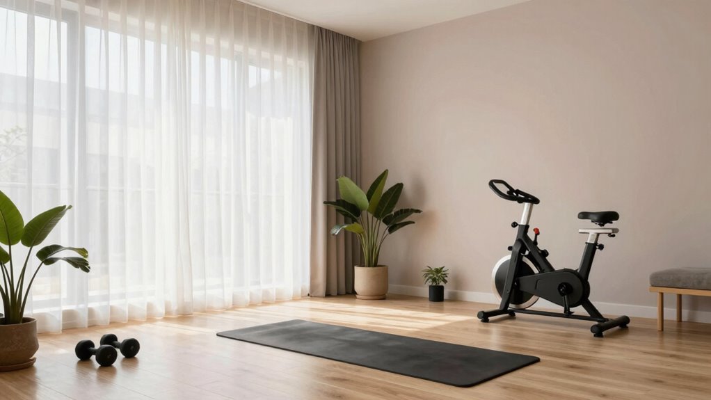 calm organized workout environment